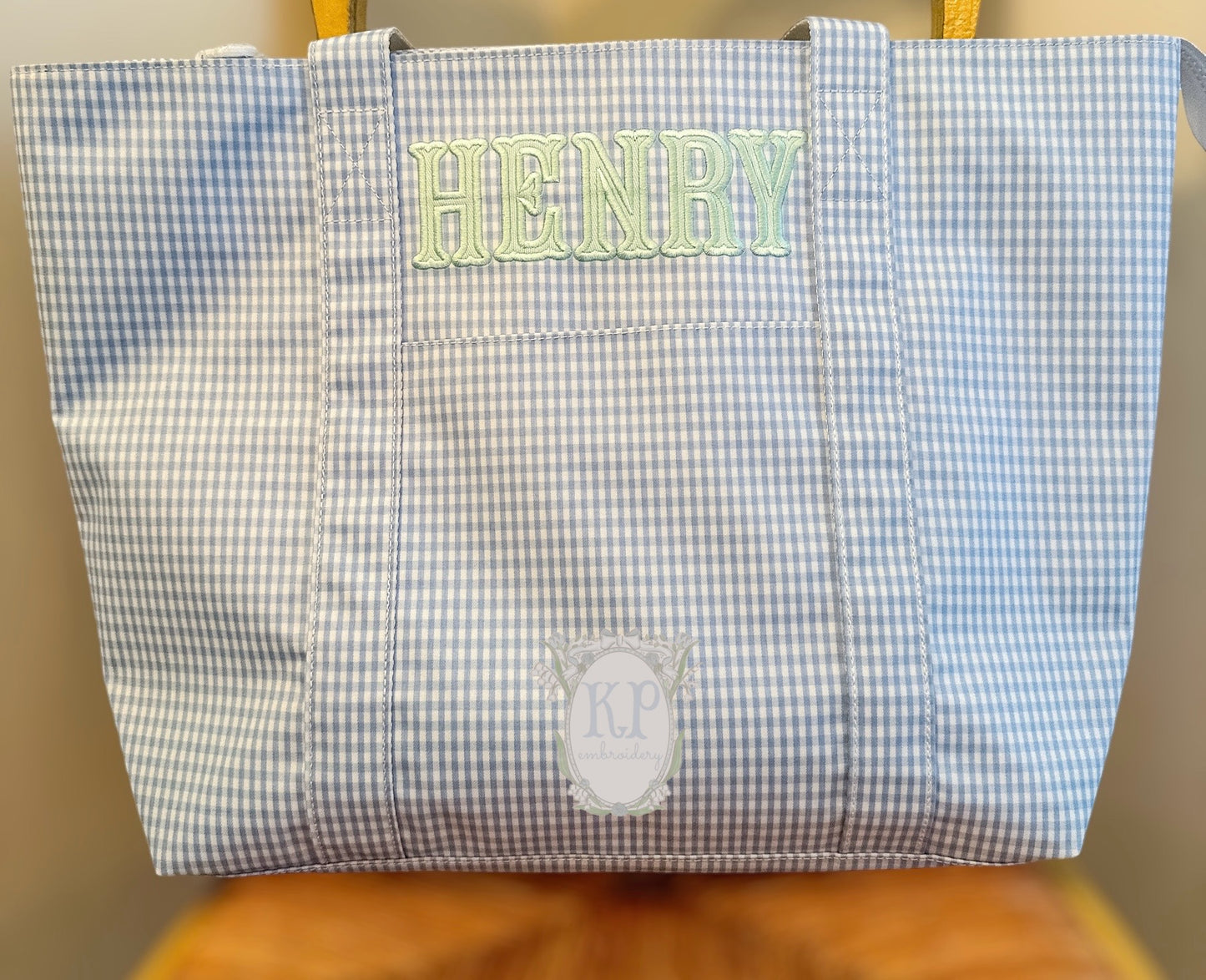 TRVL Jumbo Tote- Mist Gingham