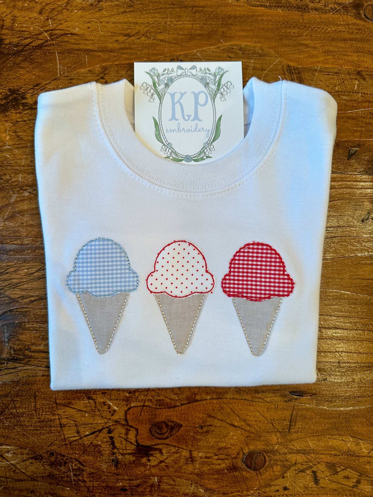 Boys Applique Ice Cream Trio Patriotic Short Sleeve Tshirt