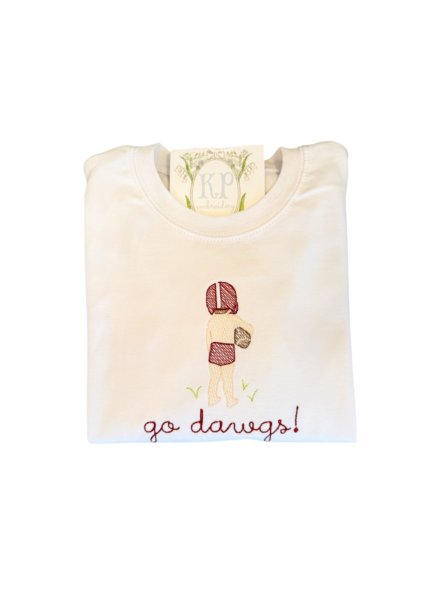 Little Boy Football Player Embroidered Tshirt (name or slogan optional)