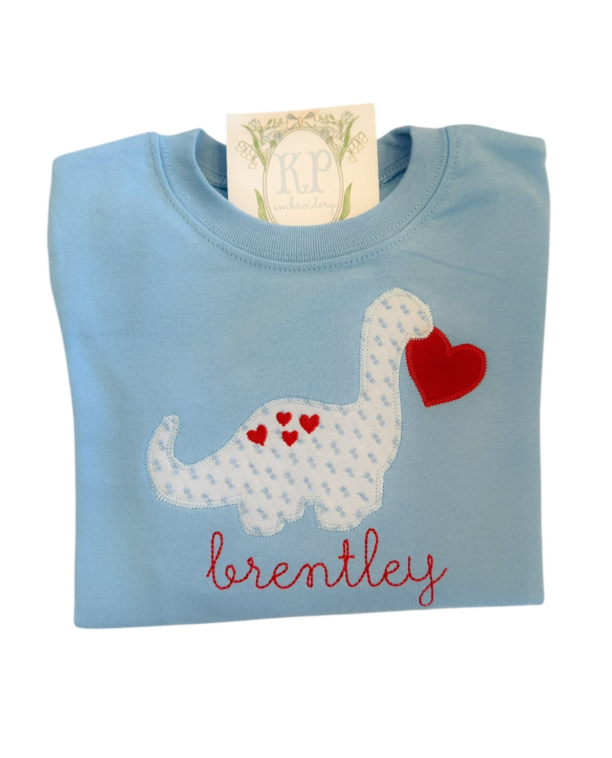 Boys Applique Valentines Dino- Name optional