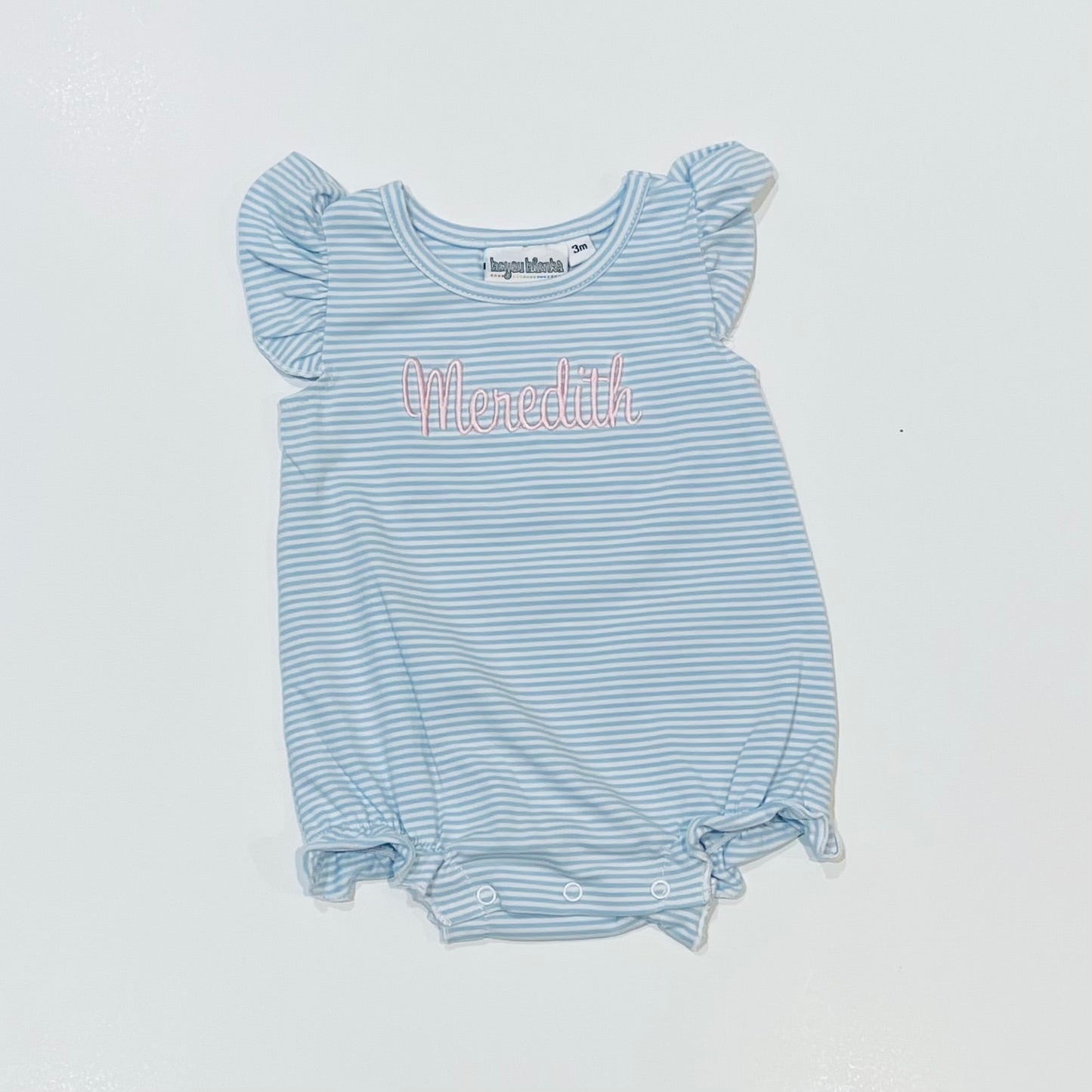 Knit Stripe Flutter Sleeve Bubble