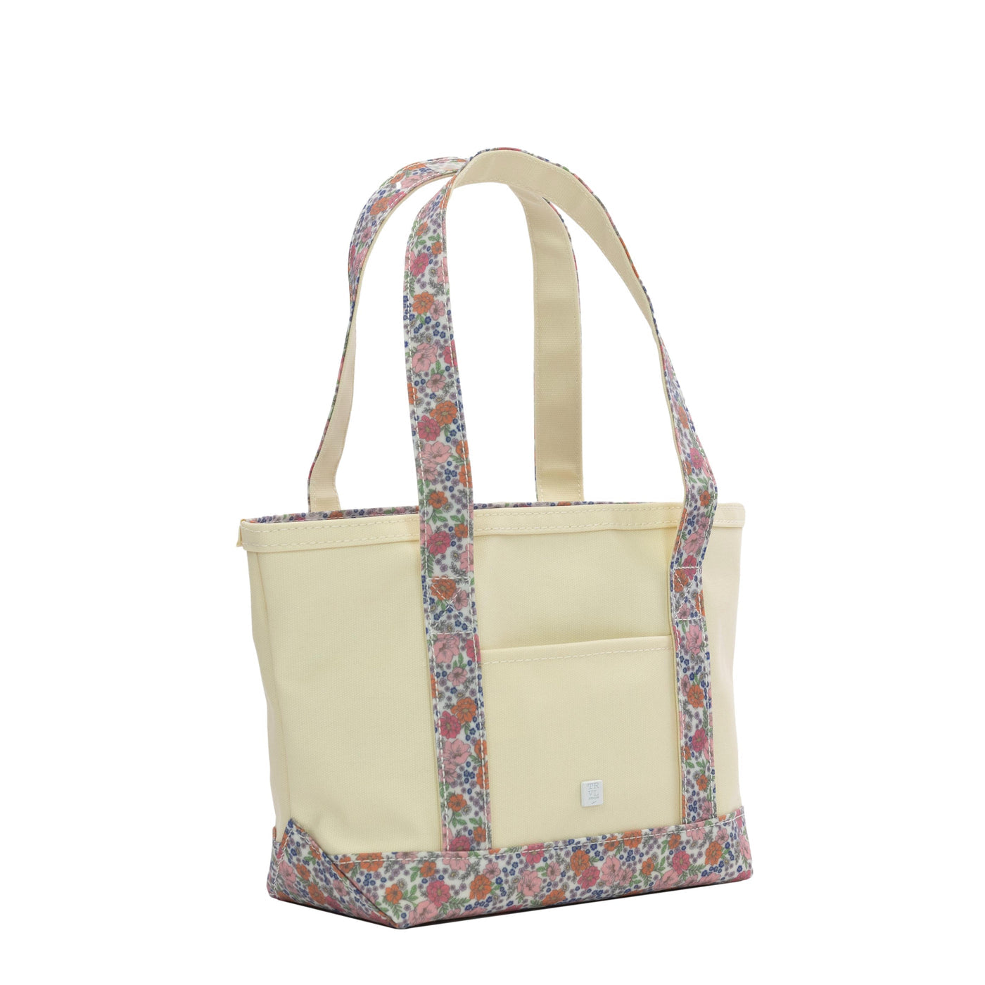 Trvl Mini Tote- Canvas with Garden Floral Trim