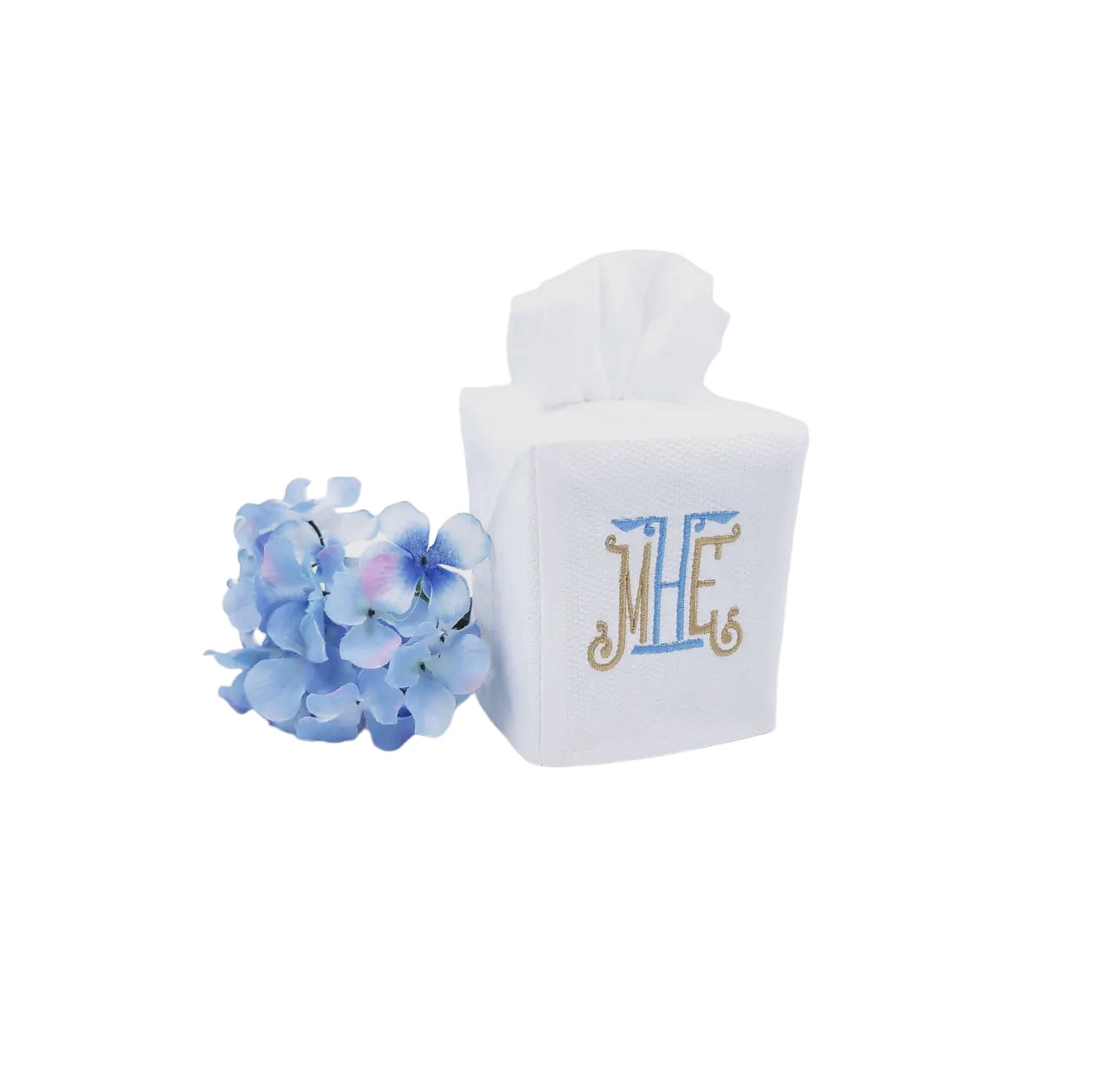 White Cotton Pique Tissue Box Cover