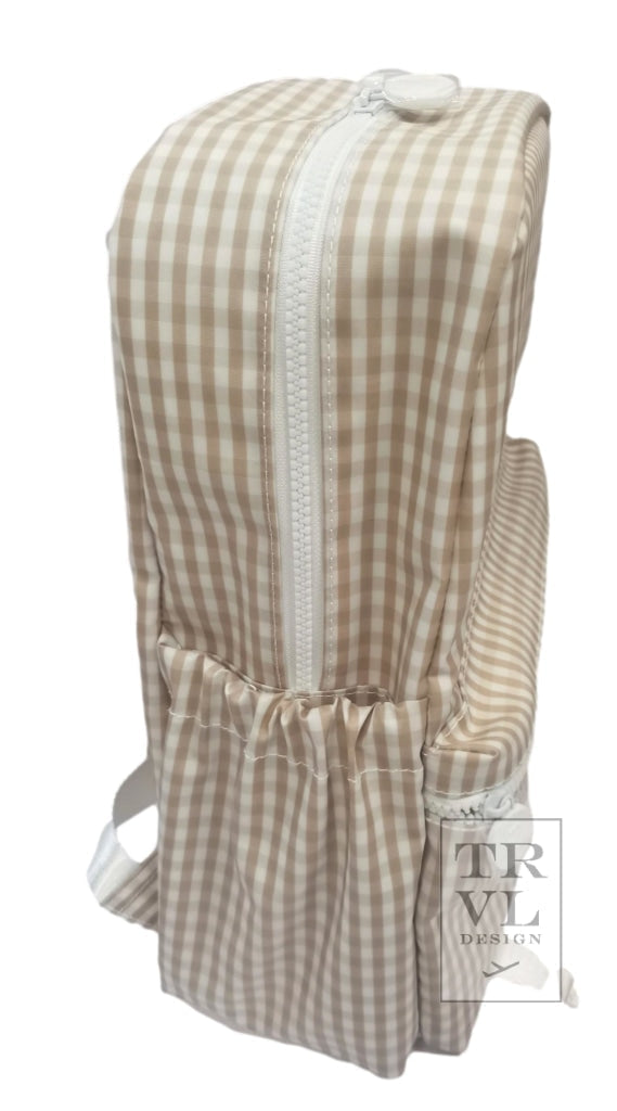 TRVL Backpacker- Khaki Gingham