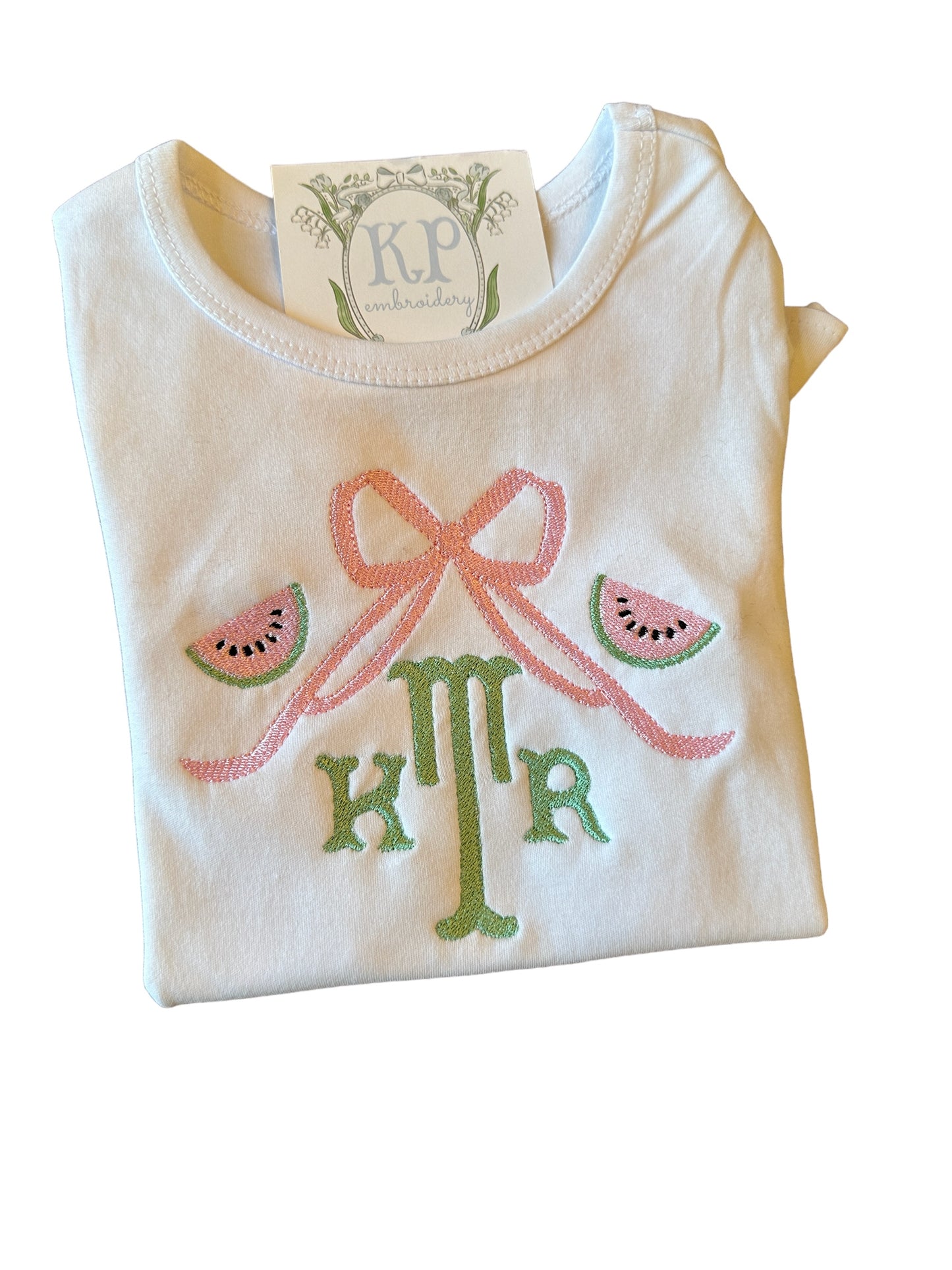 Girls Short Sleeve Ruffle T-Shirt W/ Watermelon Bow Frame