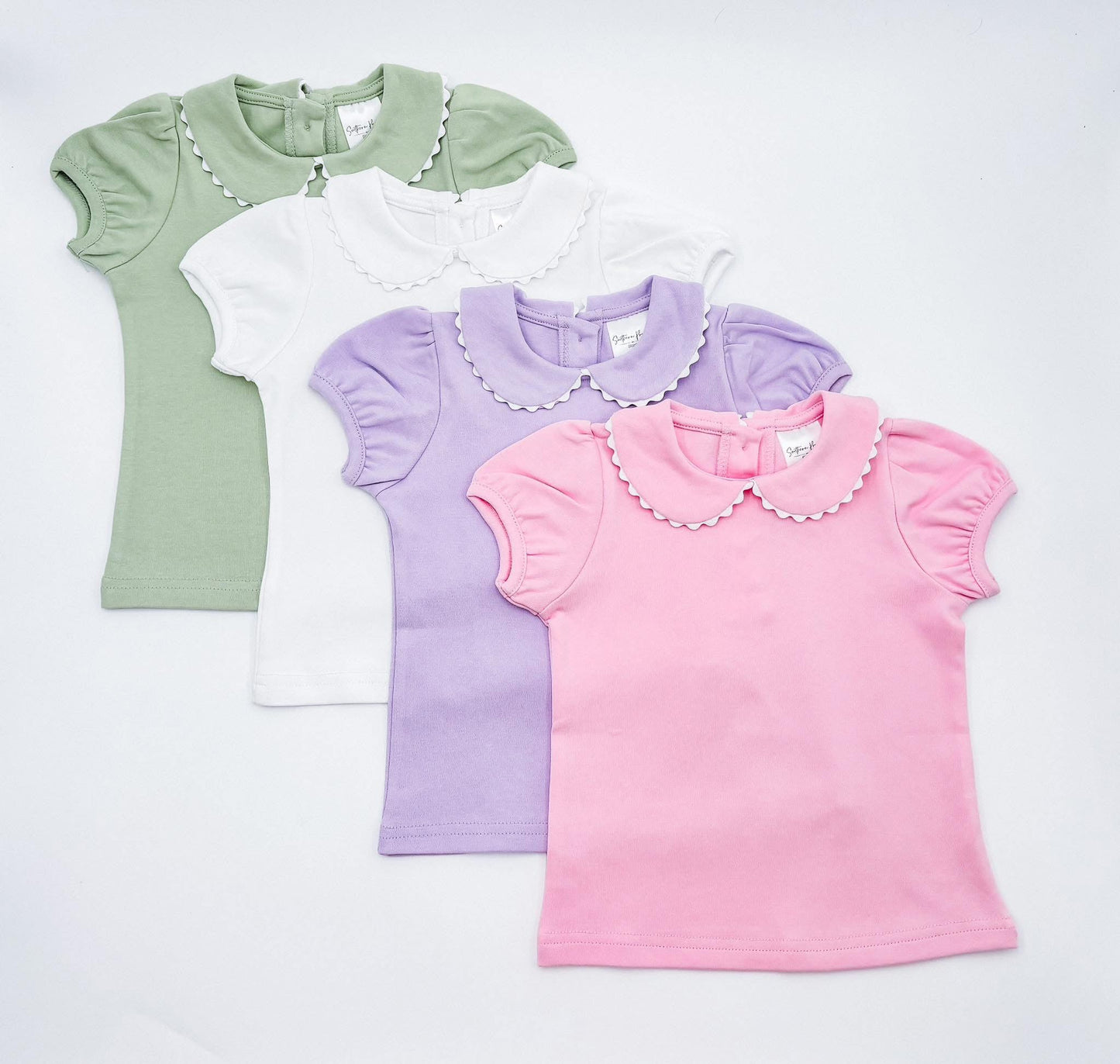Girls Short Sleeve Ric Rac Collar Shirt