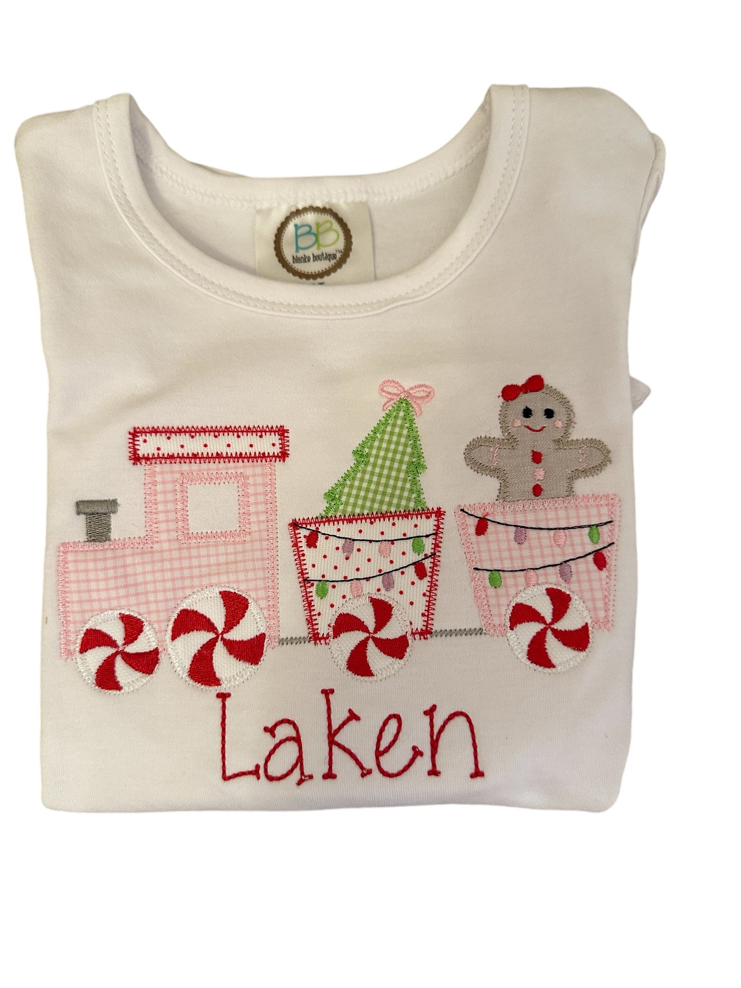 Girls Applique Christmas Train Tshirt