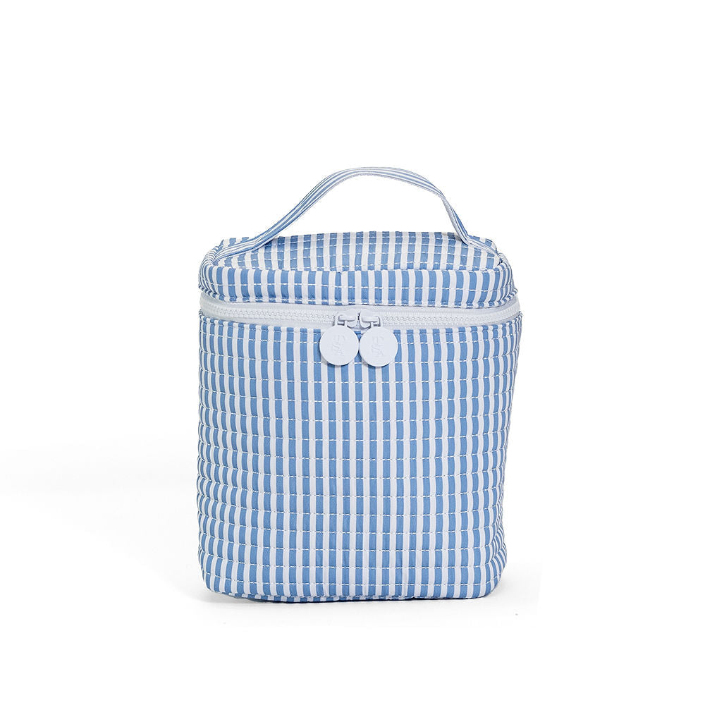 TRVL Quilted Insulated Go Go Lunch Bag- Pimlico Stripe Chambray