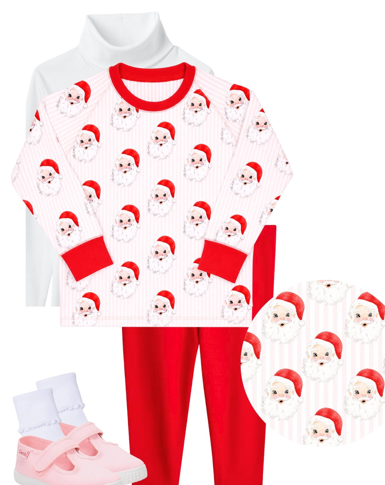 Preorder - Pink stripe Santa pullover