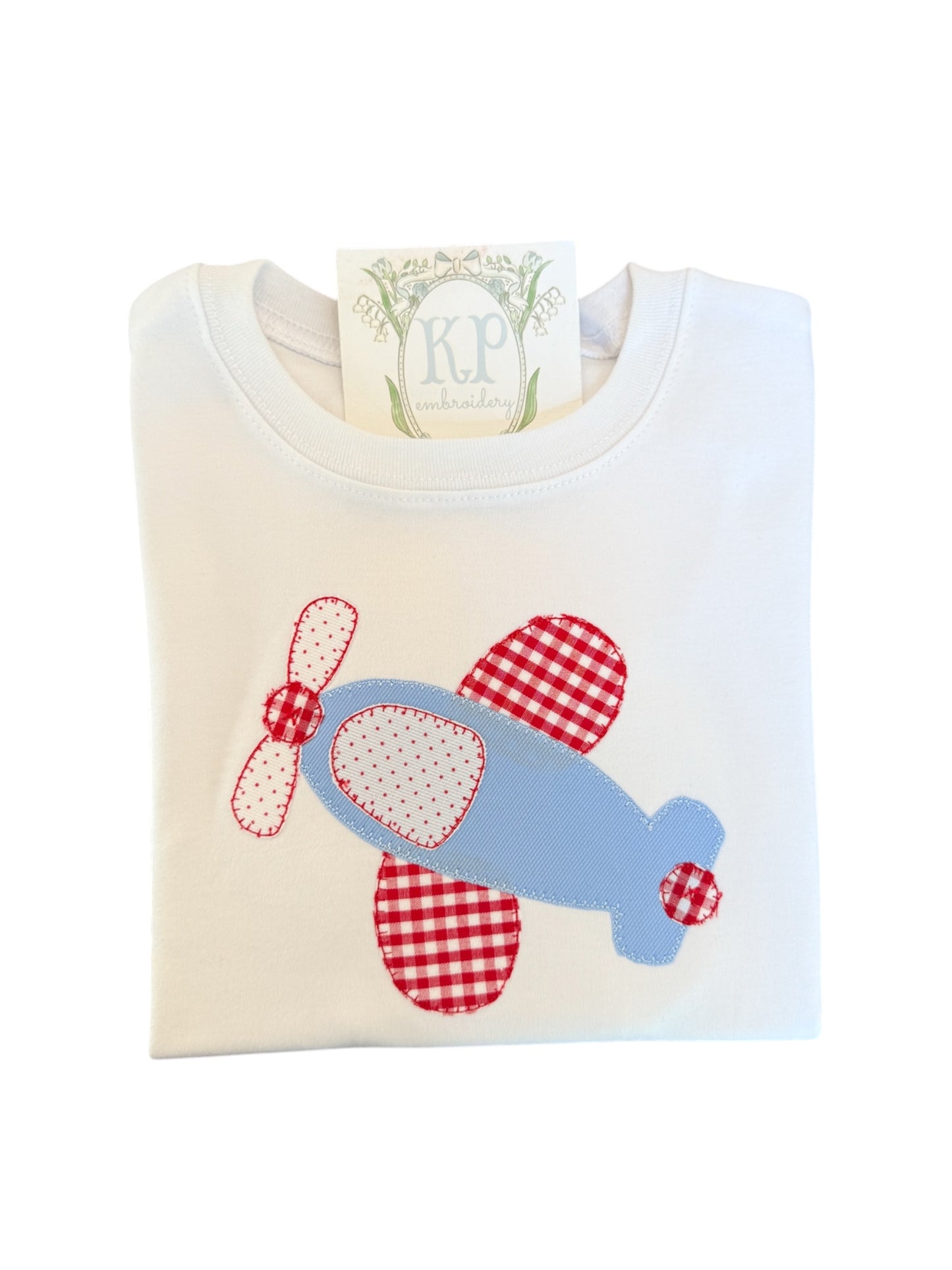 Boys Applique Airplane Short Sleeve Tshirt