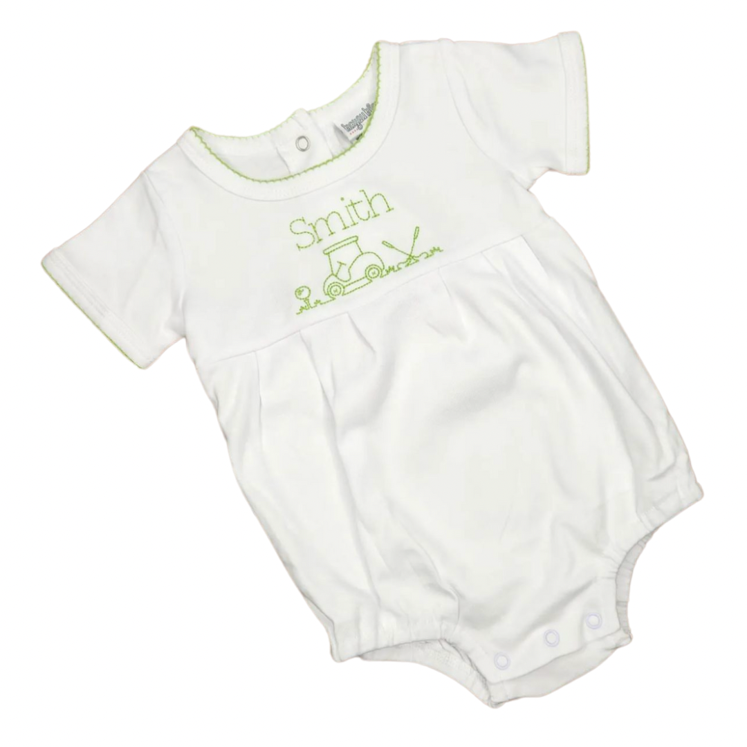 Knit Bubble with picot trim- blue & green