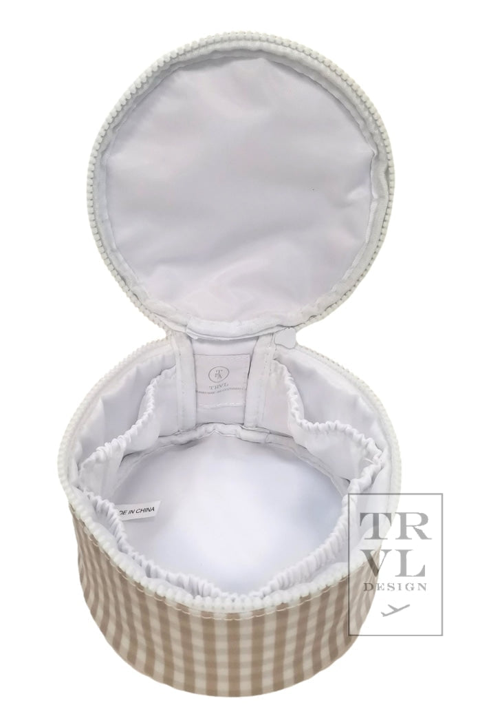 TRVL- Round up jewelry Case- Khaki Gingham