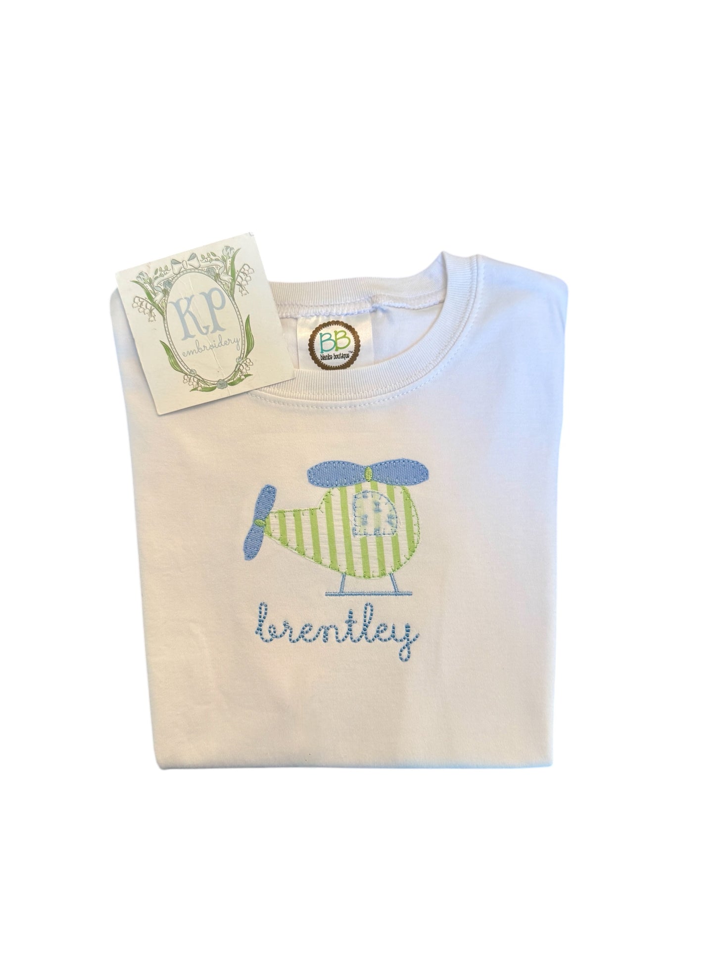 Boys Applique Helicopter Short Sleeve Tshirt