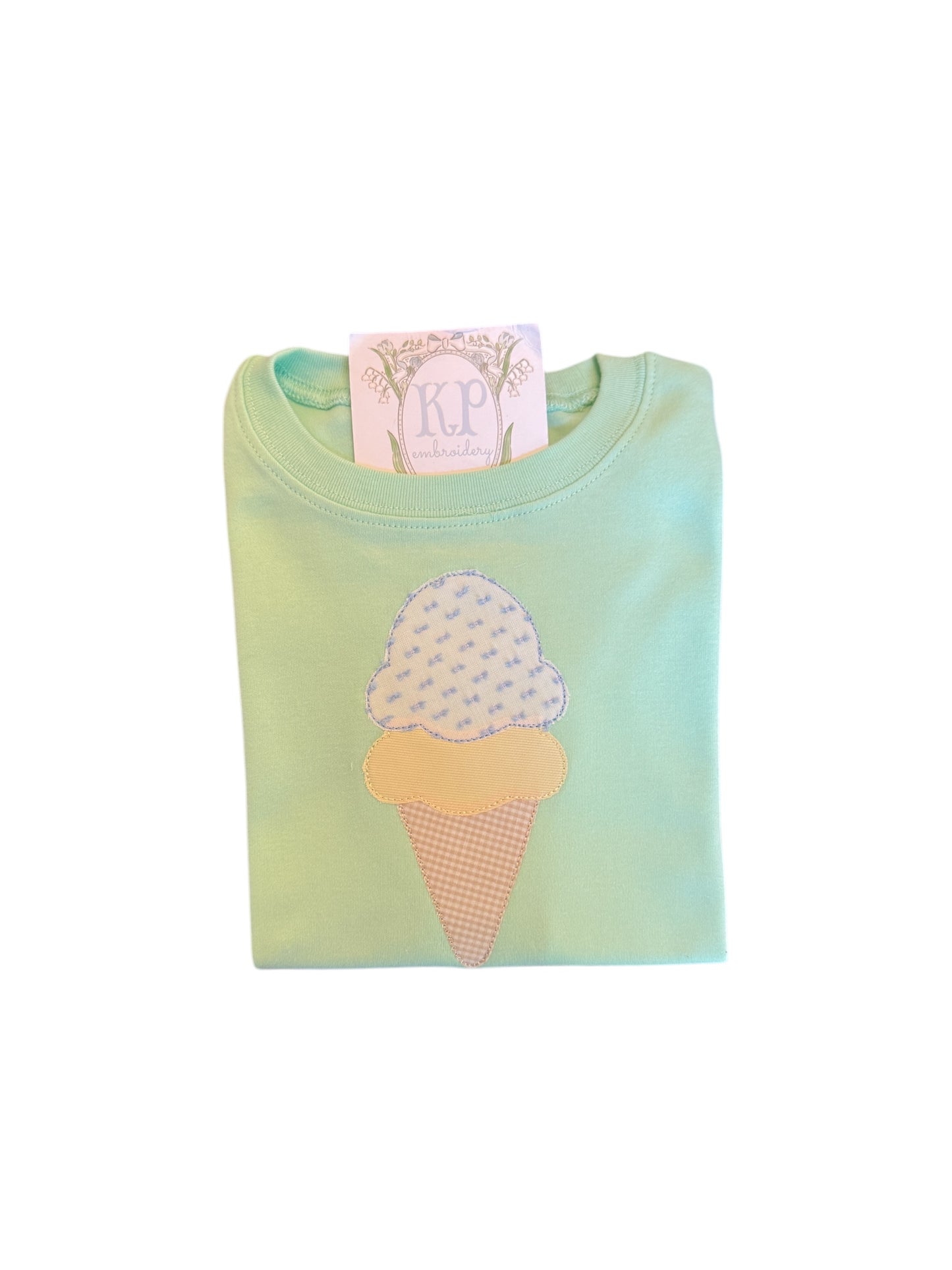 Unisex single Ice Cream Cone Appliqué Tshirt