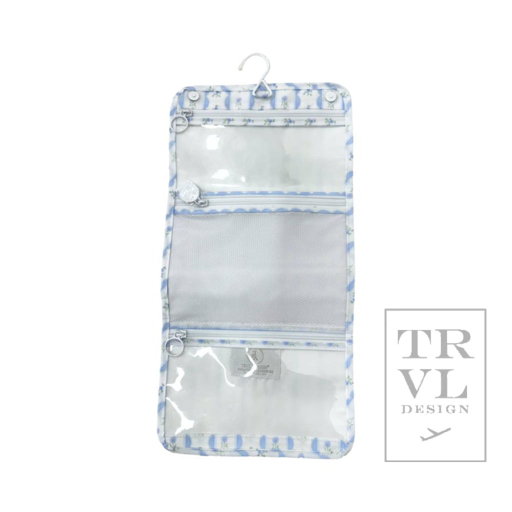 TRVL Mini Roll Up Hanging Bag- NEW Ribbon Blue Floral