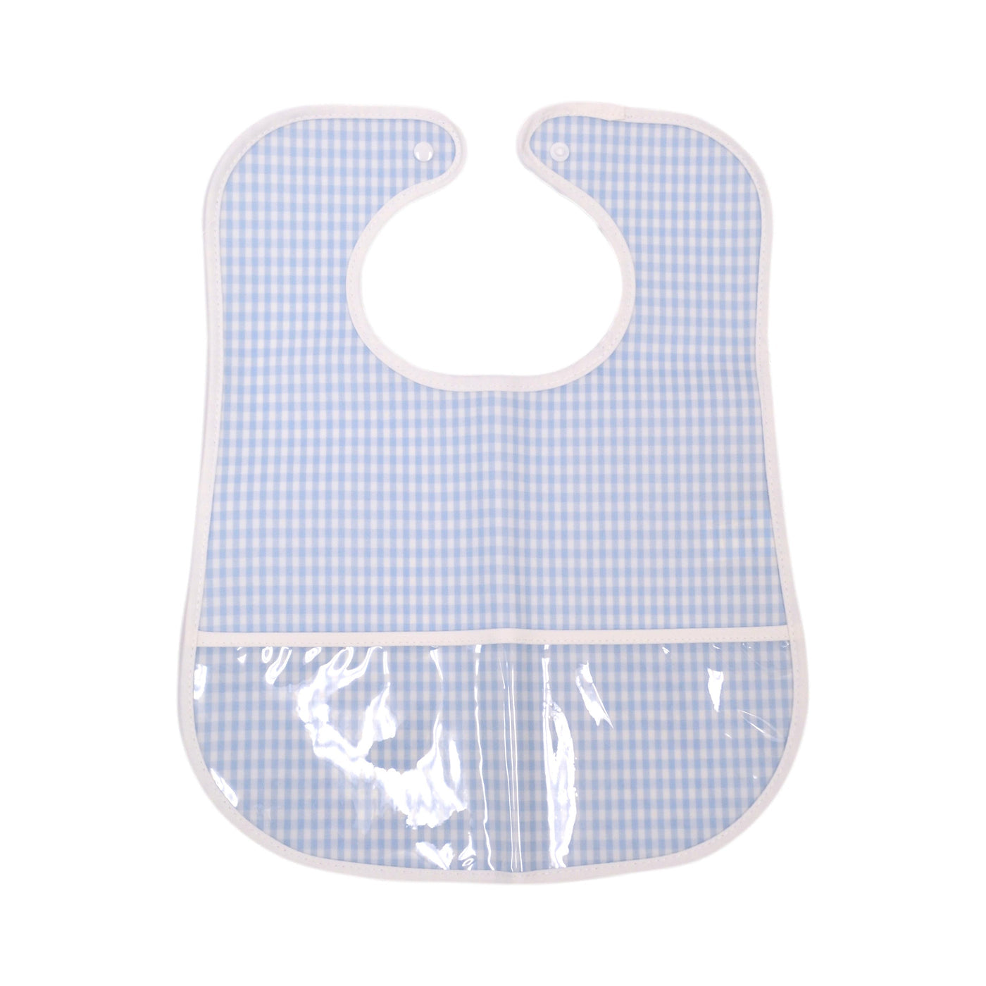Trvl Clean Up Bib- Mist Gingham