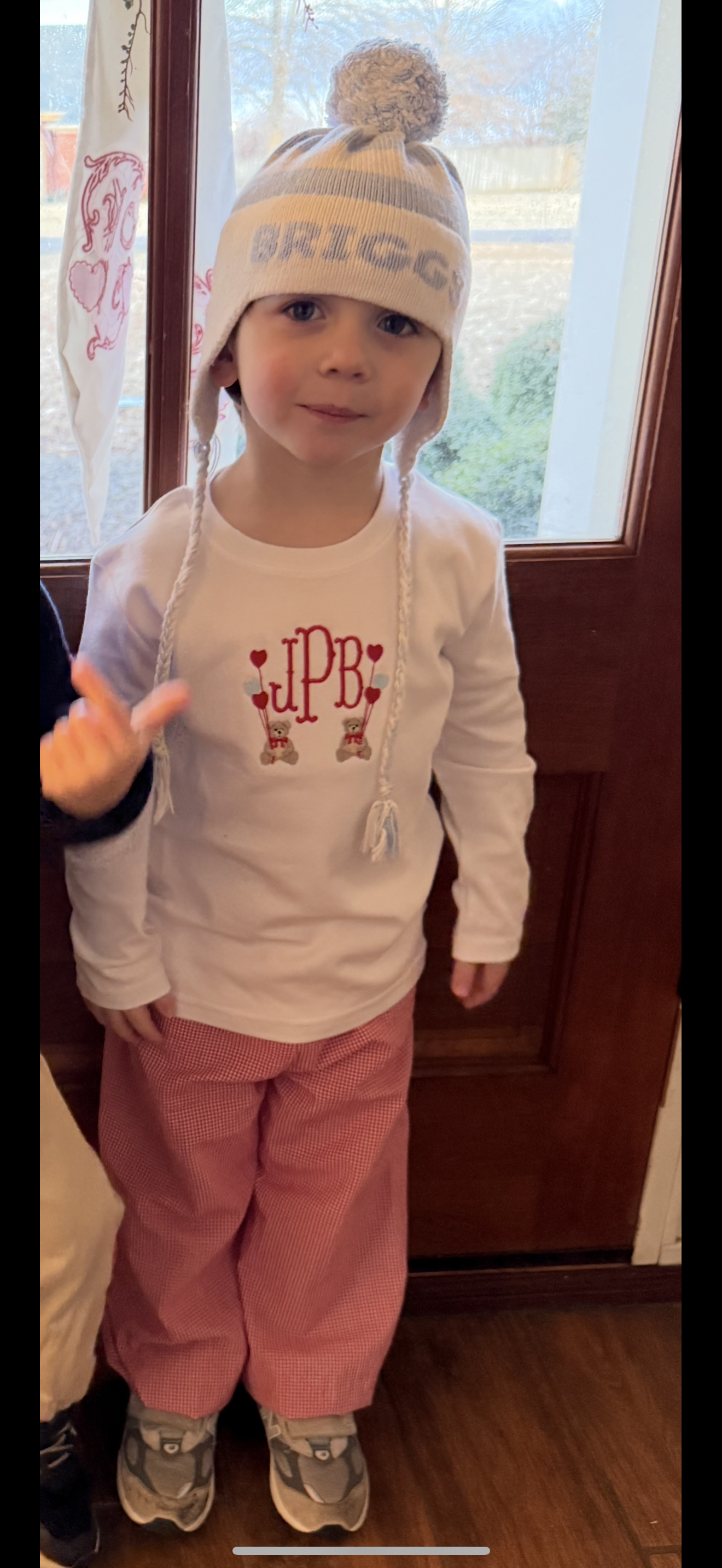 Unisex Embroidered bears & heart balloons (name or initials)