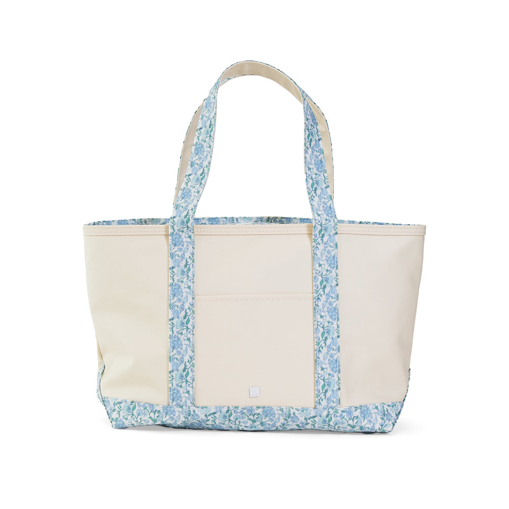 TRVL MEDIUM TOTE - COATED CANVAS NATURAL with HAMPTONS TRIM