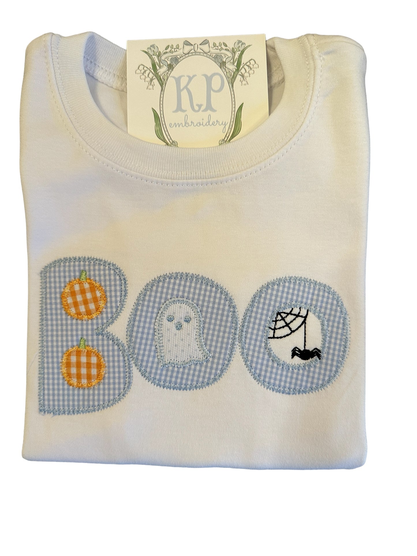 Boys Applique Boo Tshirt- Short or Long Sleeve