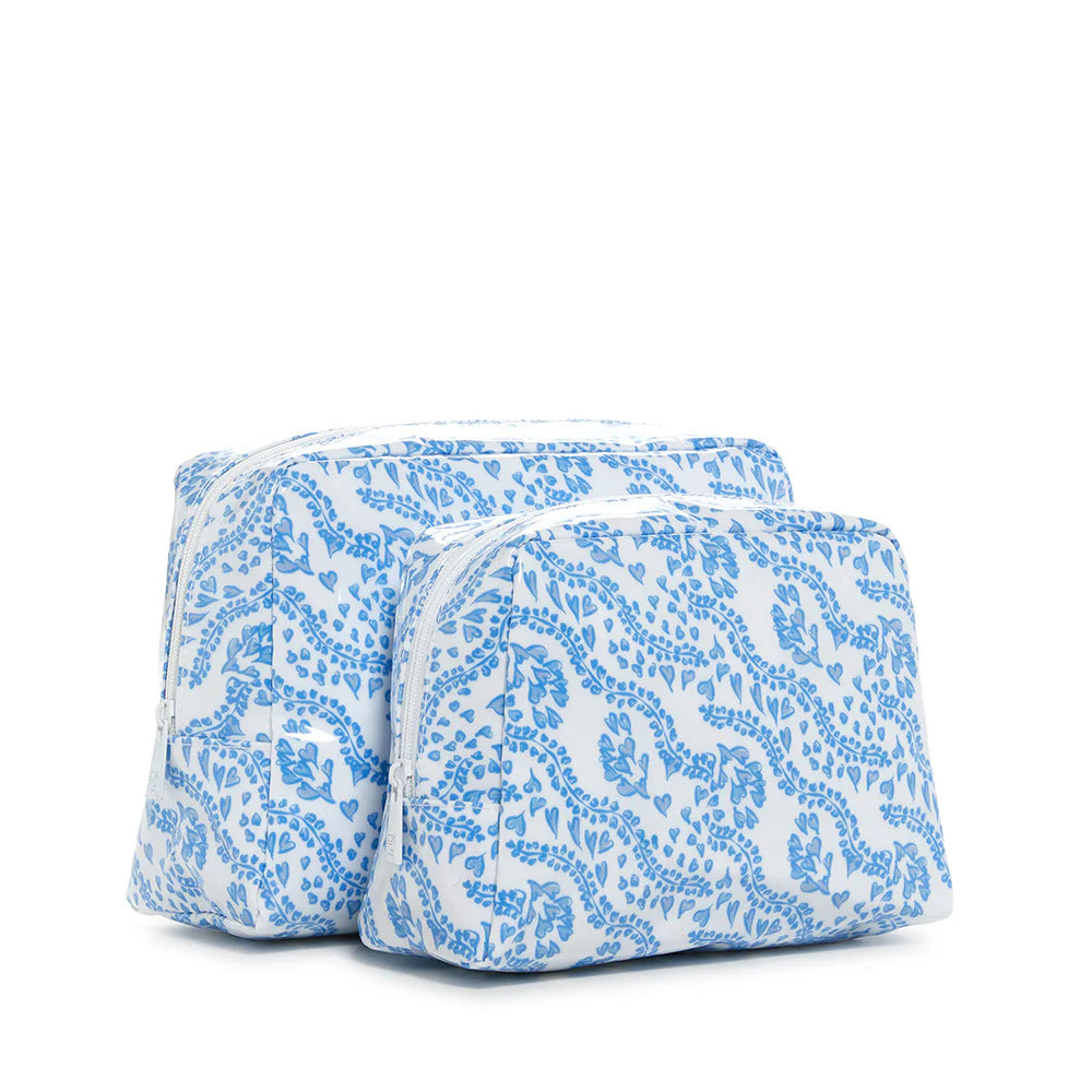 TRVL Luxe Gloss Wash Bag Set - All Heart Blue