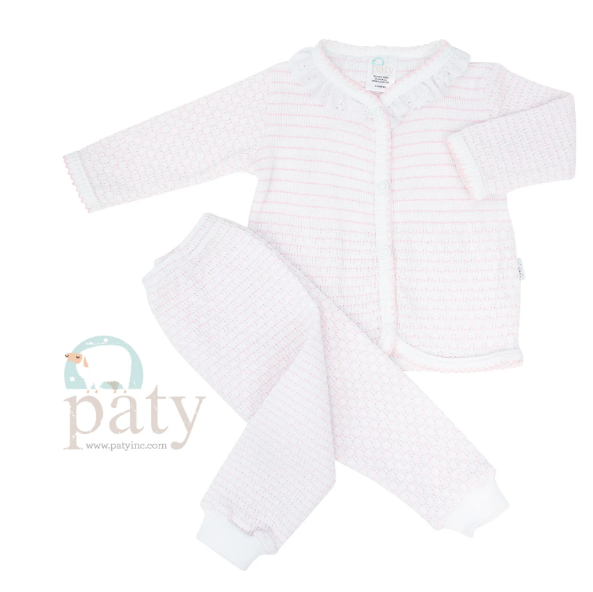 Paty Knit, Eyelet Legging Set #361LS PINK 9M