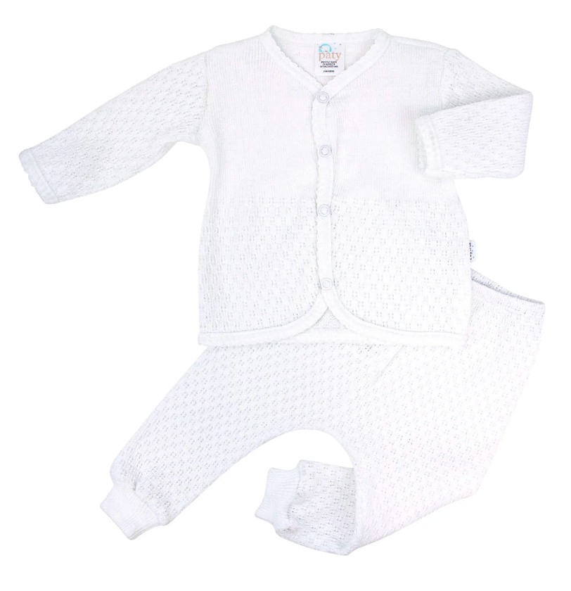 PREORDER Paty White w/ Trim Knit Two-Piece Legging Set
