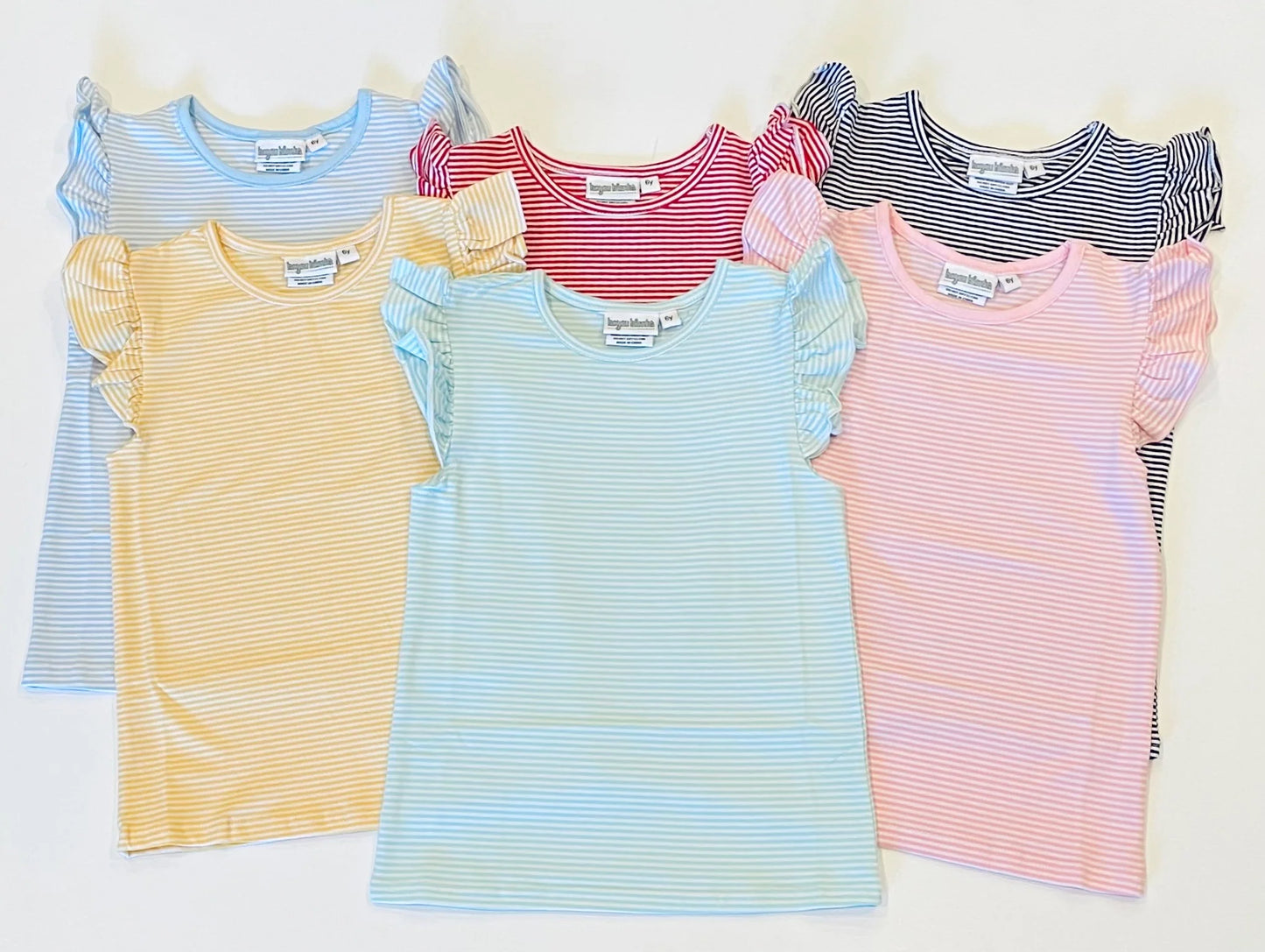 Girls Popsicle Trio Applique Flutter Sleeve Tee (stripes & solids)