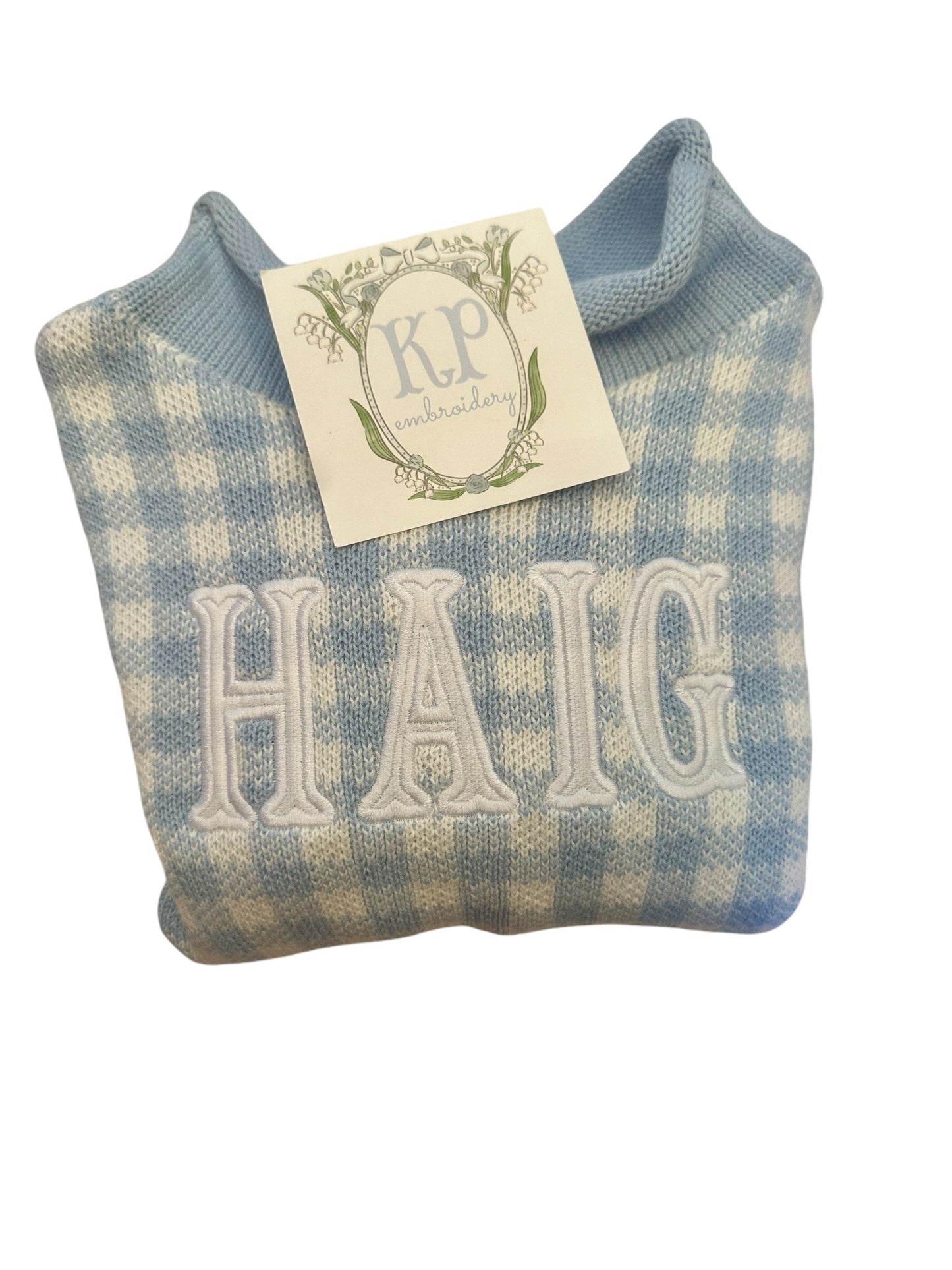 Rollneck Sweater- Pink Gingham *Preorder