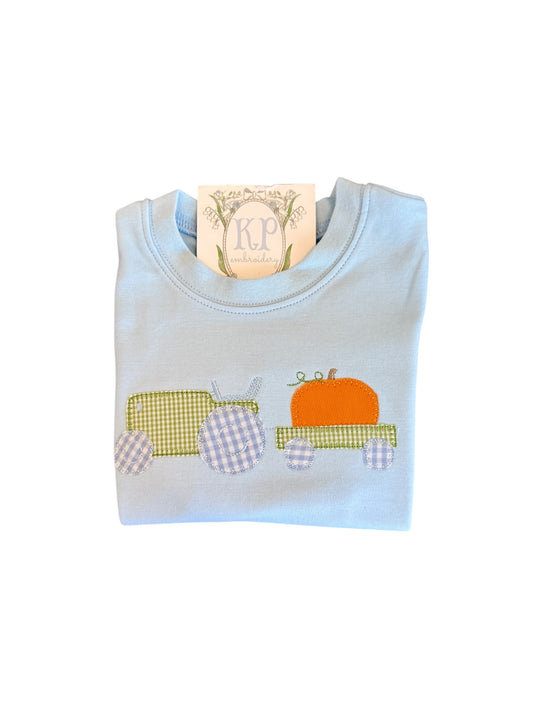 Tractor with Pumpkin Appliqué Tshirt