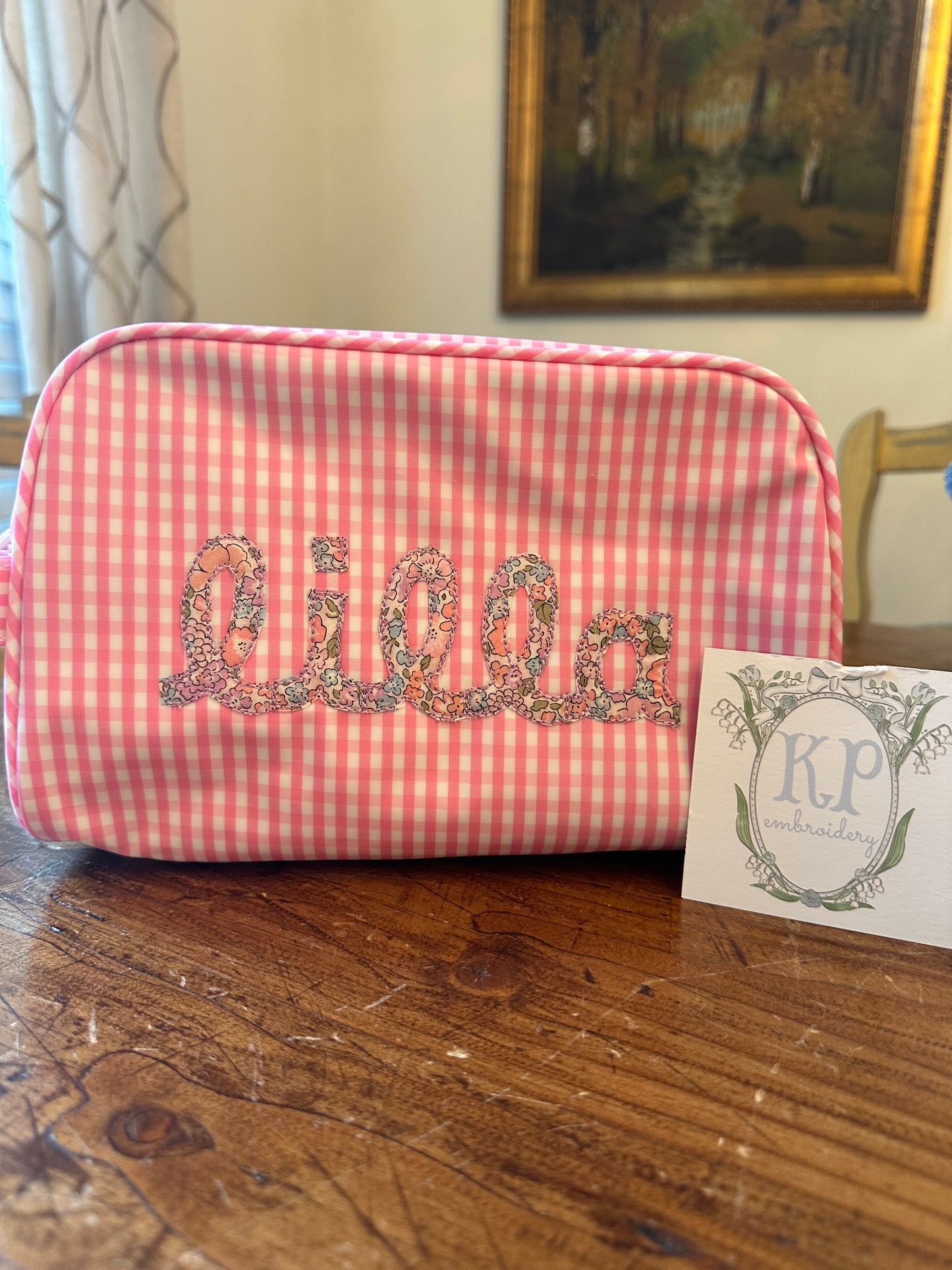 TRVL Toiletry Bag- Pink Gingham