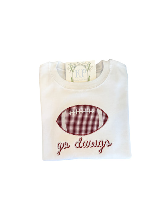 Football appliqué tshirt (slogan/name optional)