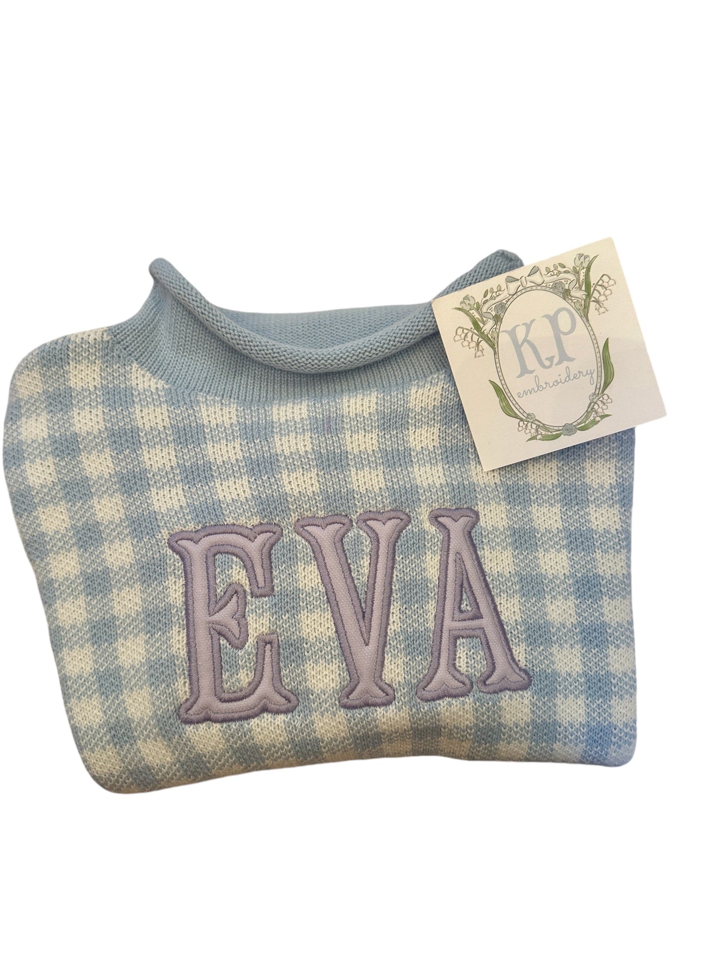Rollneck Sweater- Pink Gingham *Preorder
