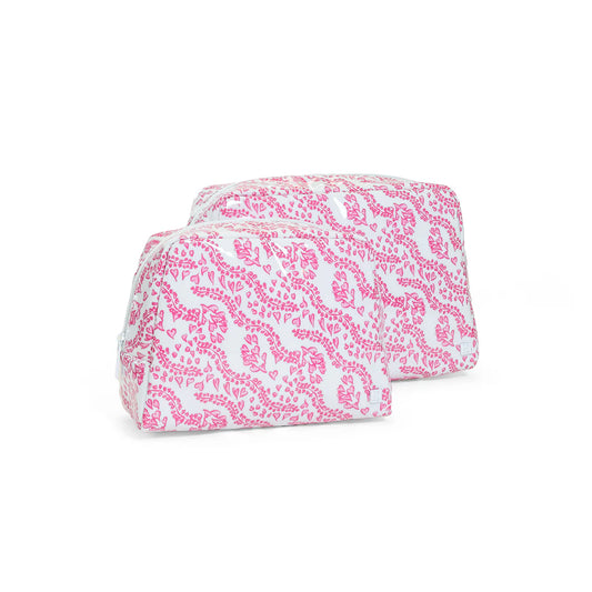 TRVL Luxe Gloss Wash Bag Set - All Heart Pink