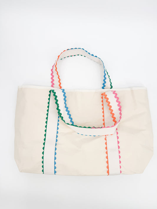 Ric Rac Scallop Canvas Tote Bag