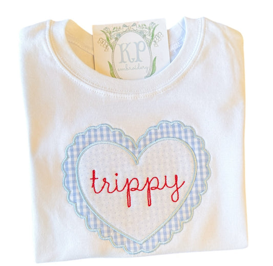 Unisex Appliqué Heart Tshirt (choose fabrics, specify gender!)