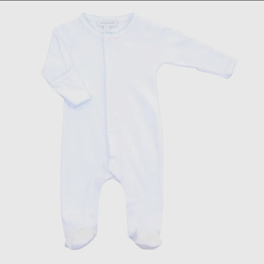 Magnolia Baby- White & Blue Footie