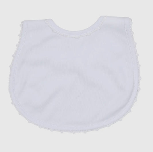 Magnolia Baby- Baby Joy Bib W/ White Crochet Trim