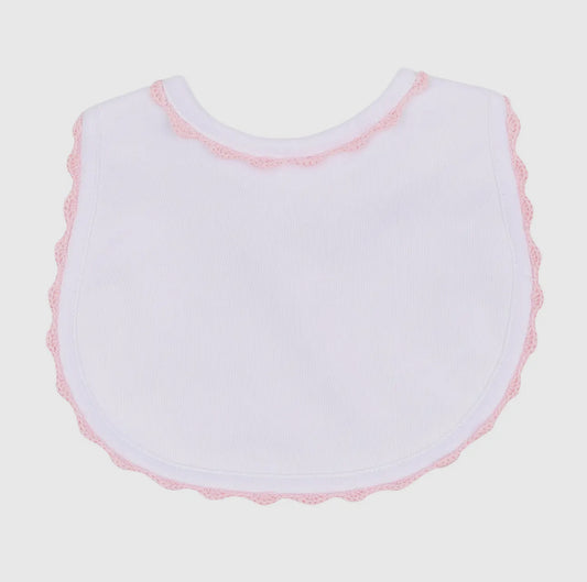 Magnolia Baby- Baby Joy Bib W/ Pink Crochet Trim