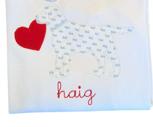 Boys appliqué dog/heart tshirt