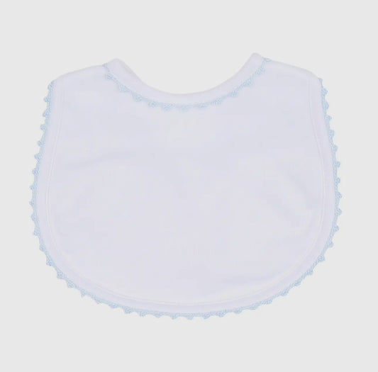 Magnolia Baby- Baby Joy Bib W/ Light Blue Crochet Trim