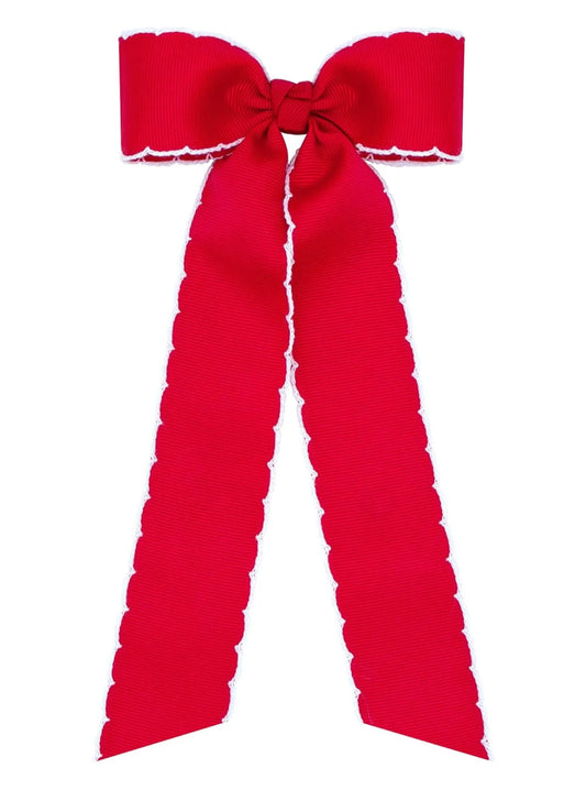*Preorder Red tails bow white trim bow