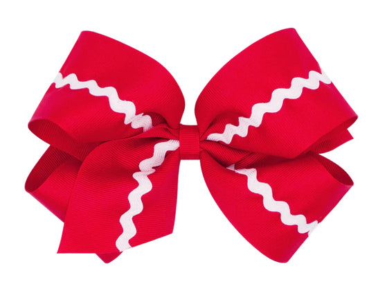 *Preorder Red 6” bow white ric rac