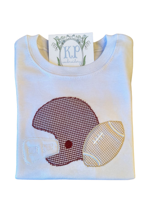 Boys Applique Football Tshirt- Short or Long Sleeve *any team!