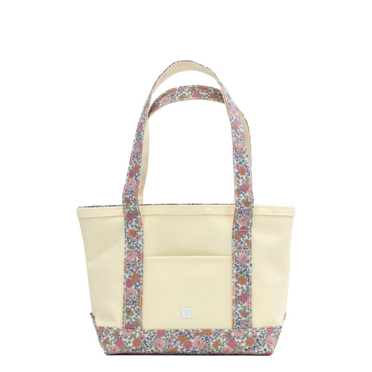 Trvl Mini Tote- Canvas with Garden Floral Trim