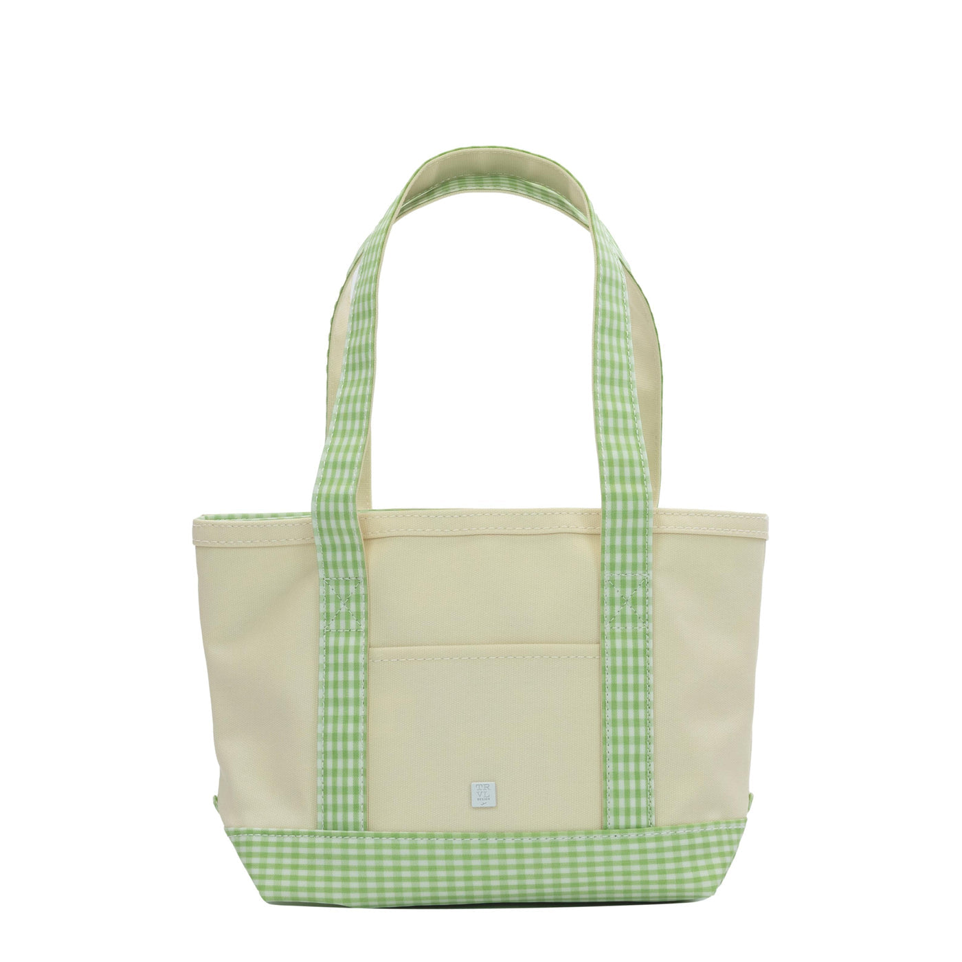 Trvl Mini Tote- Canvas with Leaf Gingham Trim