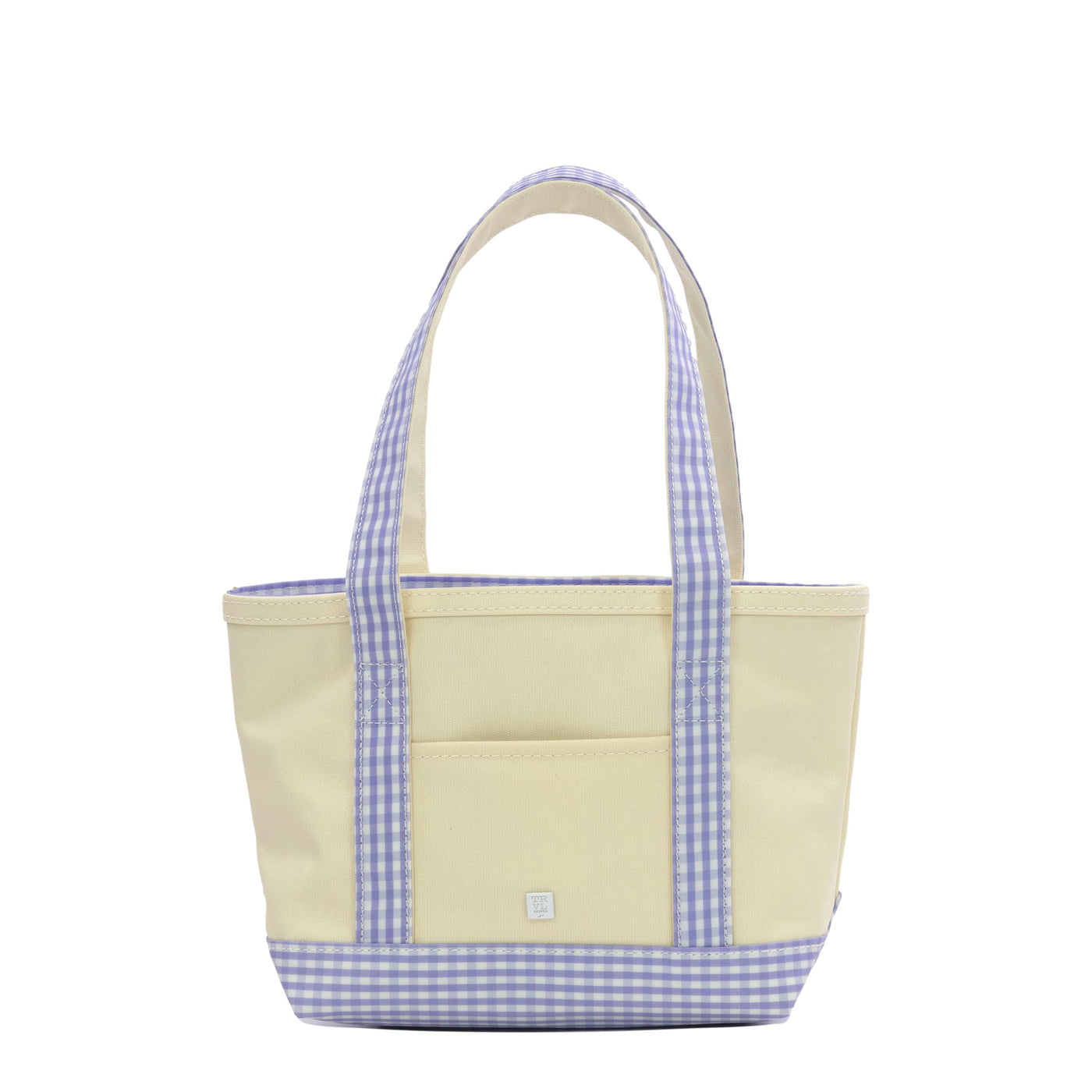 Trvl Mini Tote- Canvas with Lilac Gingham Trim