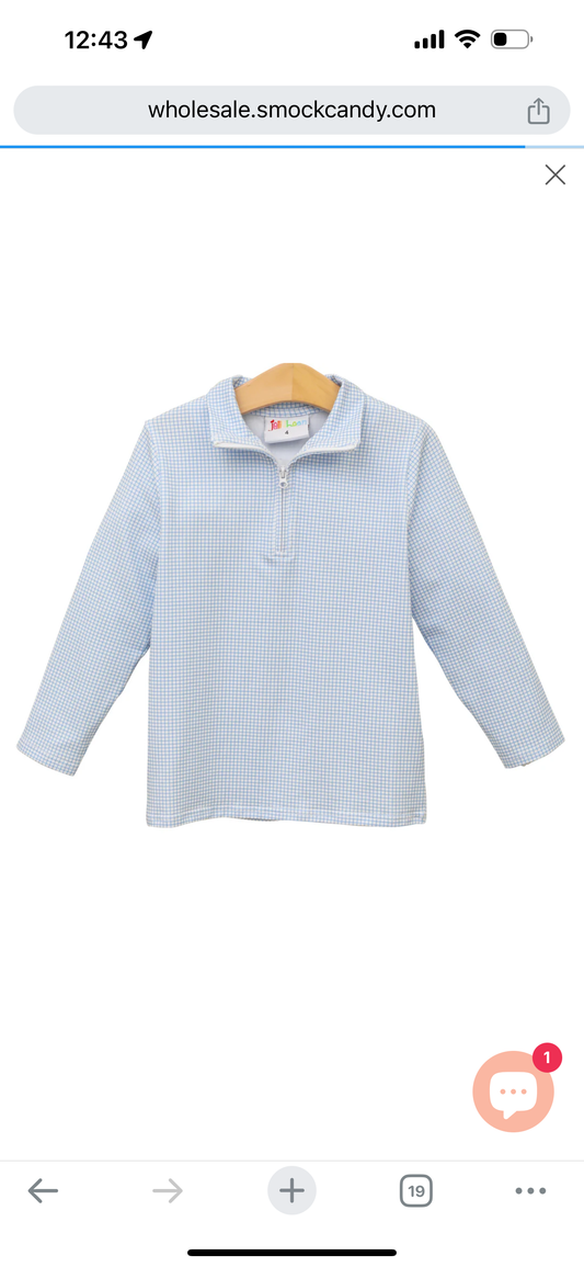 Knit Pullover- Blue Windowpane