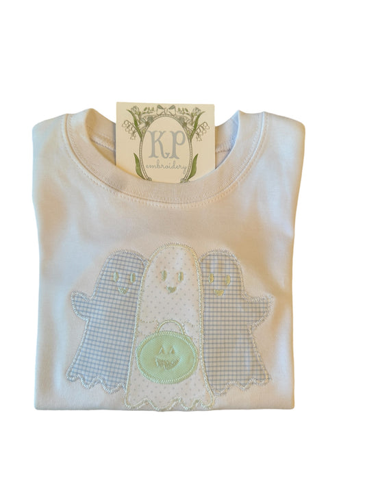 Boys Applique Ghost Trio Tshirt- Short or Long Sleeve