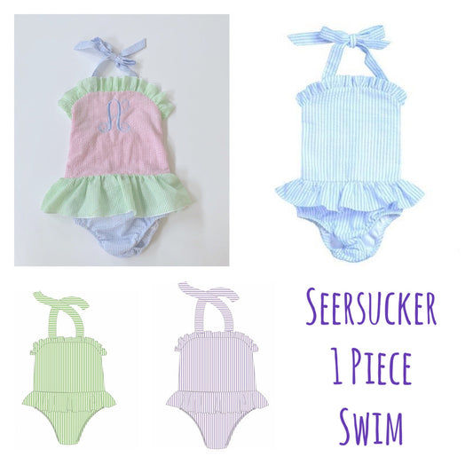 Seersucker swim one piece