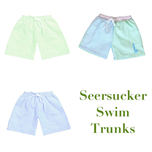 Seersucker swim trunks